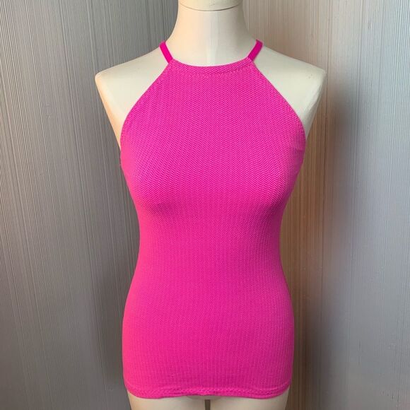 Lucy Pink Chevron Print Workout Top XS - Picture 1 of 8